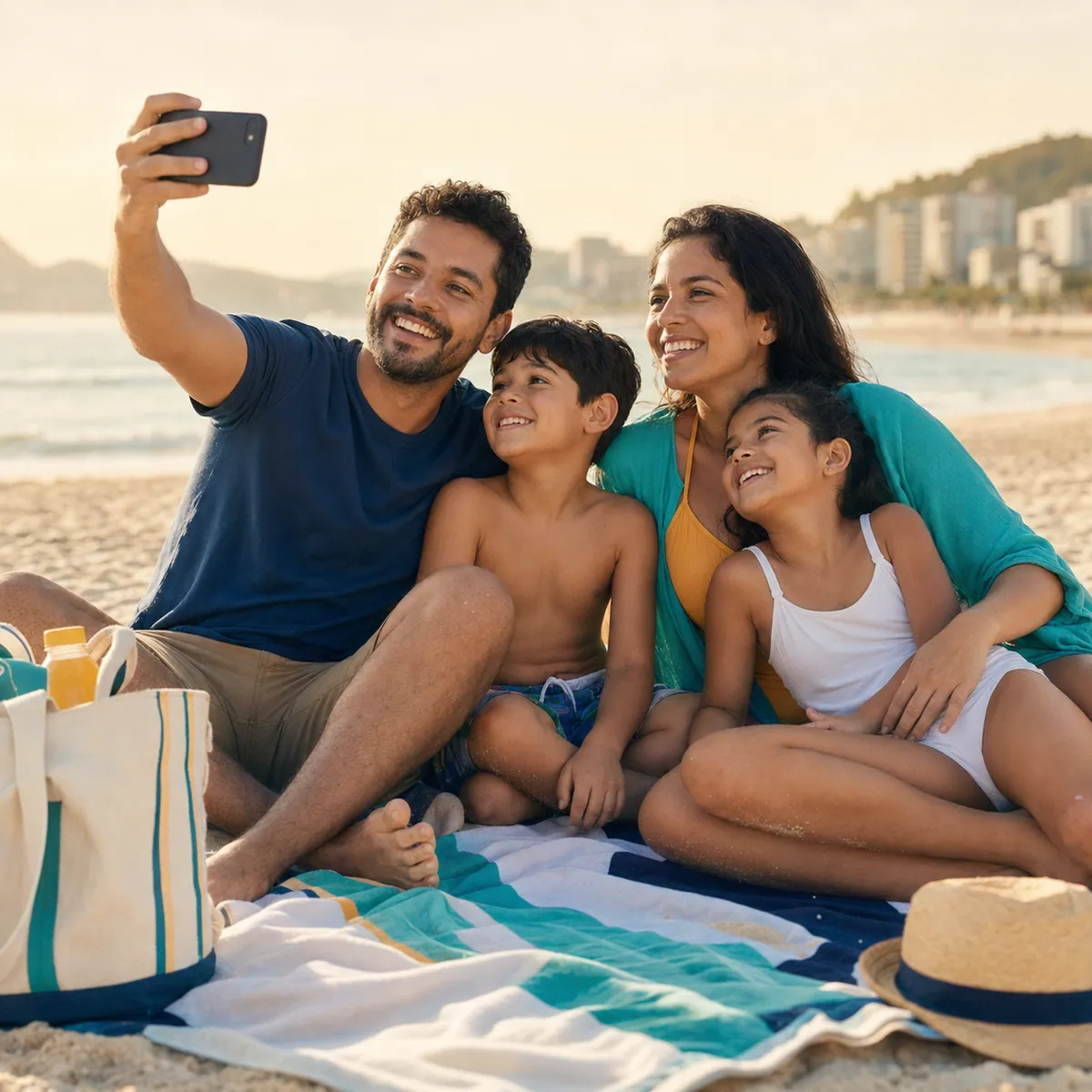 Família tranquila após organizar a vida financeira